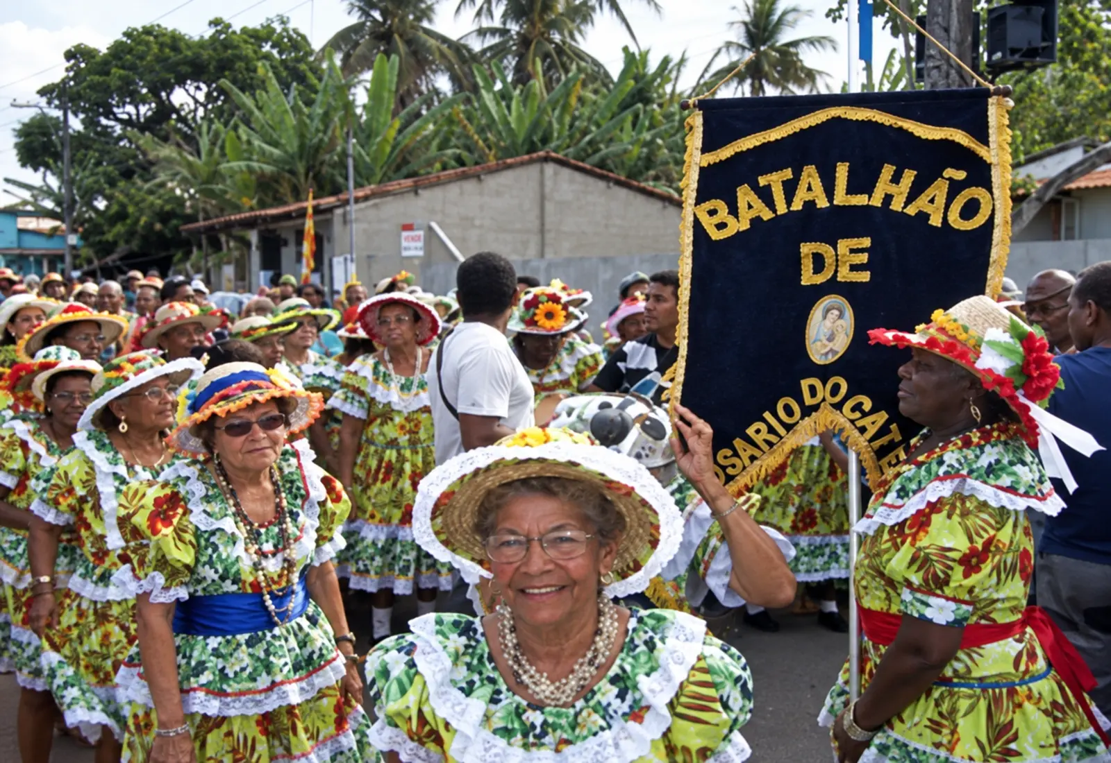 Grupo com estandarte